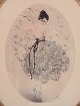 Louis Icart 
(1888-1950), 
color 
lithograph on 
Japanese paper. 

Elegant woman 
surrounded by 
...