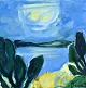 Degett, Karen 
(1954 - 2011) 
Denmark: 
Moonlight over 
the lake. 
Acrylic on 
canvas. Signed 
Degett ...