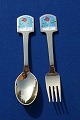 Michelsen Set 
Christmas spoon 
and fork 1977 
of Danish ...