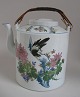 Chinese tea pot 
in white 
porcelain, 20th 
century. With 
polycrom 
decoration in 
the form of 
birds, ...