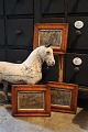 3 old 19th 
century 
drawings with 
horse motifs 
each framed in 
19th century 
birch frames 
with ...