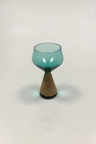 Kastrup Glassworks Opaline shape Green liqueur glass with bamboo wrapping