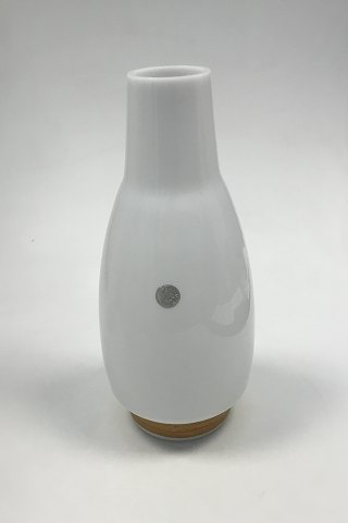 Kastrup Glassworks Opaline Vase with bamboo wrapping