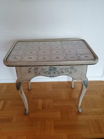 Rococo tile table with extension for candlesticks