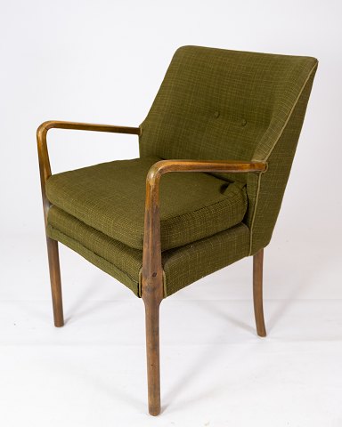 Armchair - Birch wood - Dark green fabric - Danish Design - 1950