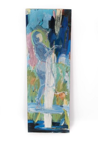 Oliemaleri på lærred i blå farver af den dansk kunster Åse Højer, f. 1952.
5000m2 udstilling.