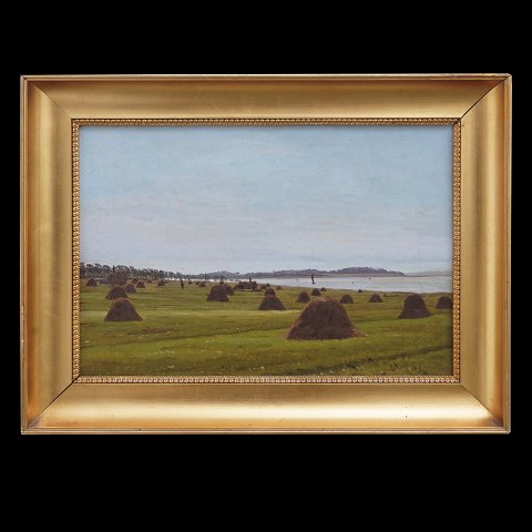 Vilhelm Kyhn, 1819-1903, landscape, oil on canvas. 
Signed and dated 14/8/1867. Visible size: 22x32cm. 
With frame: 30x40cm
