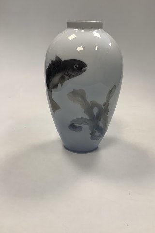 Royal Copenhagen Art Nouveau Vase No. 53/47D with Fish and seaweed