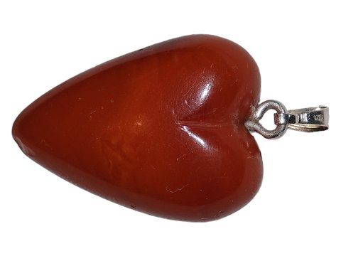 Heart shaped amber pendant