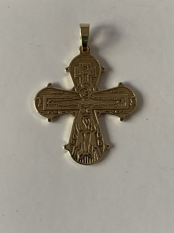 Large Daymark cross in 14 carat gold, with many details. Stamped 585