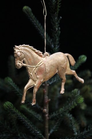 Original Dresden Christmas ornament in the shape of a horse in painted 
papier-mâché from 1900...