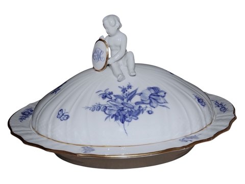 Blue Flower Curved with gold edge
Large and rare lidded bowl with figurine on top