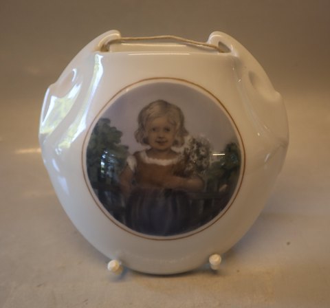 B&G Wall Vase Little girl with flowers 17 cm  Signed MH Ida Margrethe Hyldahl
 B&G Porcelain