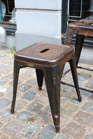 Original old French Tolix stool in polished metal with fantastic fine patina... Original old French Tolix stool in polished metal with fantastic fine patina...