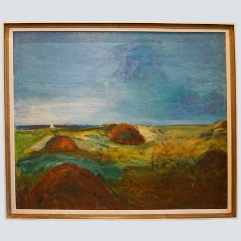 Jens Søndergaard; Landskabsmaleri, olie på lærred