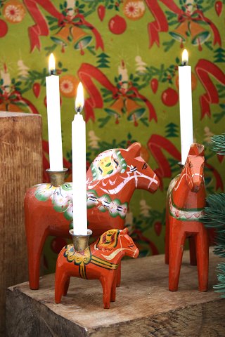 Old Swedish Dalar Horse Christmas candle holder with space 
for a small Christmas candle on the back...