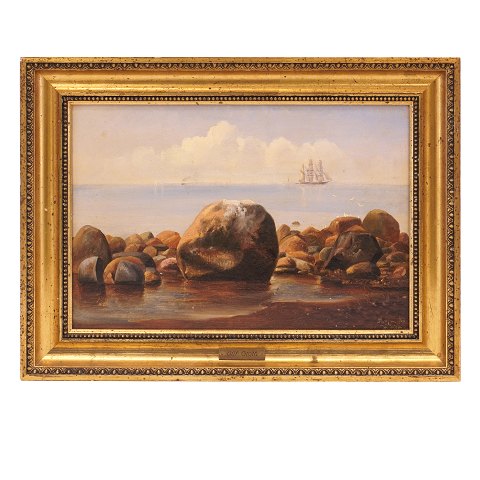 Vilhelm Groth, 1842-99, oil on canvas. Seascape, Skagen, Denmark. Signed and dated Skagen 1883. Visible size: 22x32cm. With frame: 31x41cm