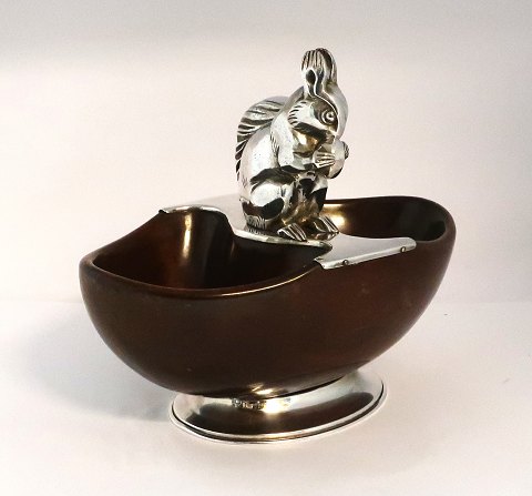 German bowl for nuts decorated with a squirrel in silver. (835). Length 22.5 cm. Height 20 cm.