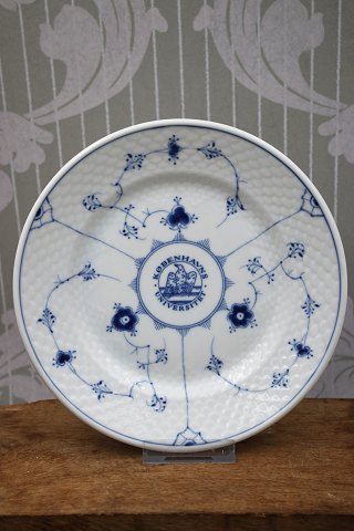 Bing & Grondahl, Blue Fluted lunch plate with logo from the University of Copenhagen...
