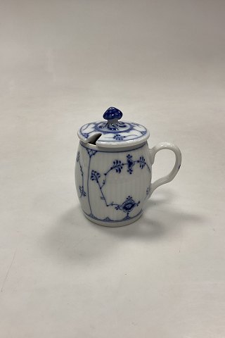 Royal Copenhagen Blue Fluted Plain Mustard Jar with Lid No. 137