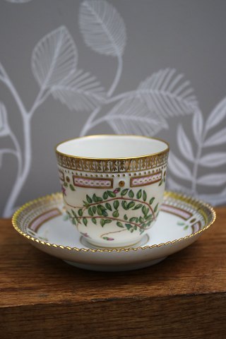 Mocca cup without handle with saucer in Flora Danica dinnerware from Royal Copenhagen...