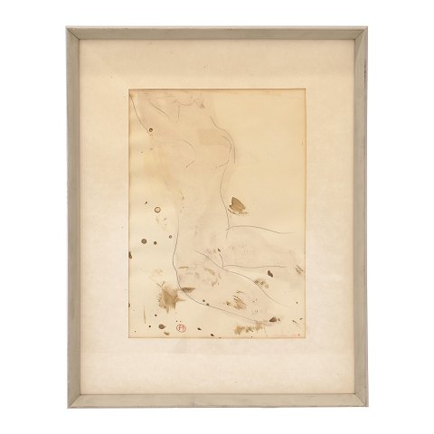 Preben Hornung, 1919-89, mixed media. signed. Visible size: 28x20cm. With frame: 44x34cm