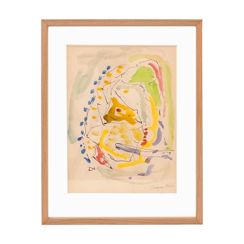 Jørgen Nash, Denmark, 1920-2004, mixed media, paper. Signed. Visible size: 28x20,5cm. With frame: 39x30cm