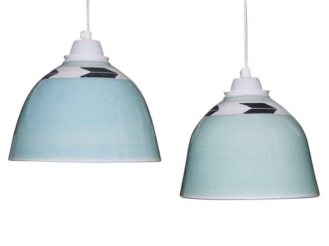Modern Danish CeramicsTwo small mint green ceiling lamps from around 1990-2000