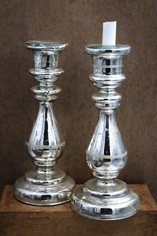 Large 19th century candlestick in Mercury Glass with old patina. Height: 30cm...