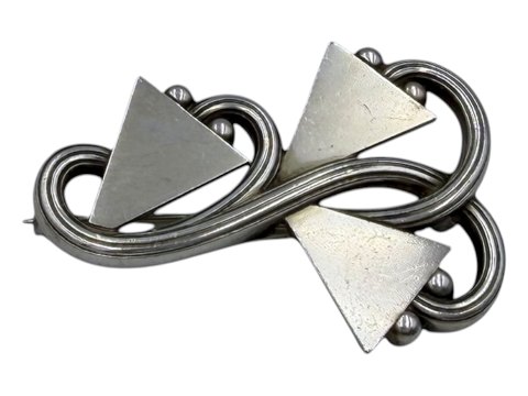 Georg Jensen silverArt Deco brooch with geometric design