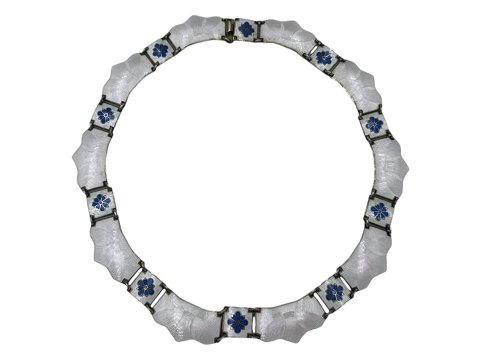 David Andersen Norway sterling silverNecklace with white and green enamel
