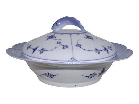 Blue Fluted PlainLarge round fish bowl 26 cm.