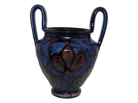 Kähler art potteryBlue vase with two tall handles from around 1920-1930