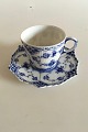 Royal 
Copenhagen Blue 
Fluted Full 
Lace Mocca Cup 
and saucer No. 
1038. Measures 
6 cm (2 23/64 
in.) 
