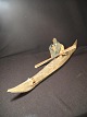 Greenland 
kayak. with 
fishing gear. 
made of wood, 
skin and bones. 
Length 52 cm.
 skin cracked 
...