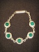 Bracelet with 
green stones.
 Sterling 
silver 925th
 Length: 17.5 
cm