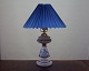 Old danish 
lampe with foot 
made of opaline 
glass foot 
decoded with 
blue - Fitted 
for ...