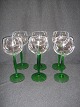 six white wine 
glasses on the 
green foot.
 price Dkr. 
sold