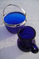 Old set. Sugar 
bowl of blue 
glass with 
nickel mount. 
height without 
handle 7cm. 
Diameter 10,3 
...