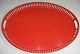 Swedish metal 
tray, red 
painted, 
approx.1900, 
With handles 
and pierced 
edge. L .: 55 
cm. B: 41 cm.