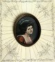Unknown 
miniature 
artist, 19/20. 
year: Portrait 
of Lady 
Hamilton. With 
frame in bone. 
10.5 x 9.5 ...