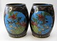Pair Chinese 
cloissonne 
jars, 19th 
century. Mostly 
decorated in 
blue and black. 
Decorated with 
...