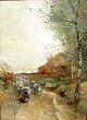 Miller, James 
Robertsen (1880 
- 1912) 
England: A 
sheep flock on 
a road. 
Watercolor. 
Signed: JR ...