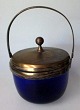 Cobalt blue 
sugar bowl, 
19th century. 
With brass lids 
with knob 
handles, former 
silver-plated. 
...