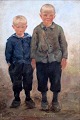 Larsen-Særslev, 
Frederik (1870 
- 1942) 
Denmark: Two 
boys. Oil on 
canvas. Signed 
.: Fr. Larsen 
...