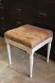 1800 Century 
Stool in wood 
with fine gray 
color, covered 
with rough 
linen fabrics 
with writing 
...