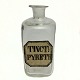 Pharmacies 
bottle of glass 
with painted 
label captioned 
"TINCT: 
PYRETH". H. 
12,5 cm.