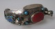 Afghan arm bands, 20th century. Silver plated metal with decorations and turquoises, Lapus ...