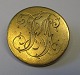 Gold plated coin Brooch, 19th century. With initials: JKJ. Done on 1 Skilling Danish from 1771. ...