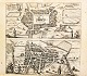 Engraving, 1596, topographical surveys of Heide and Meldorf, Holstein. "Icon oppidi Heide - ...